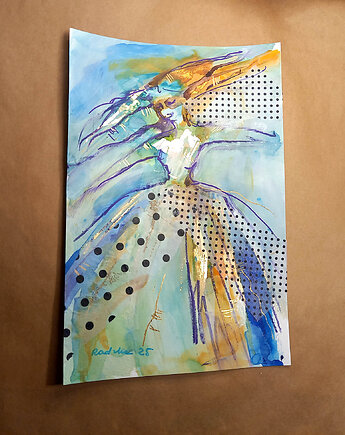 Kumoszka 26 - akwarela 16x24 cm unikat, Katarzyna Radzka