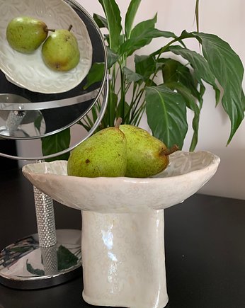 Patera ceramiczna na wysokiej nóżce na makaroniki owoce desery, pachamama ceramics