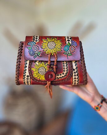 Torebka skórzana ręcznie robiona Ivonne brązowa, SempreArte