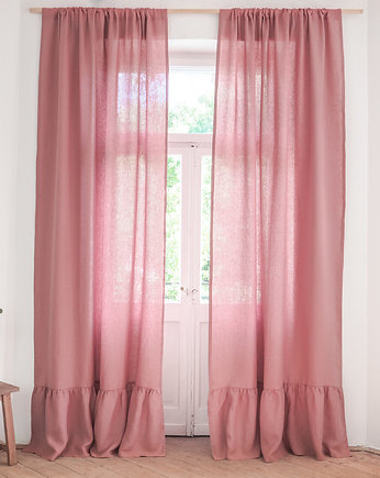 Zasłona medium Z FALBANKĄ DUSTY PINK, so linen!