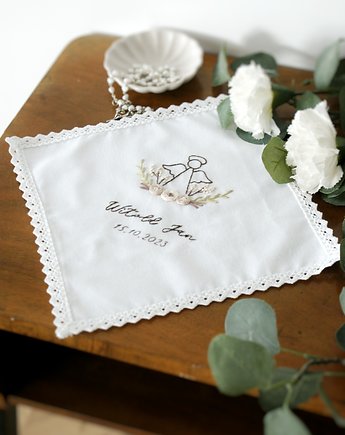 Szatka na Chrzest Świety z aniołkiem i imieniem dziecka, PAPI studio