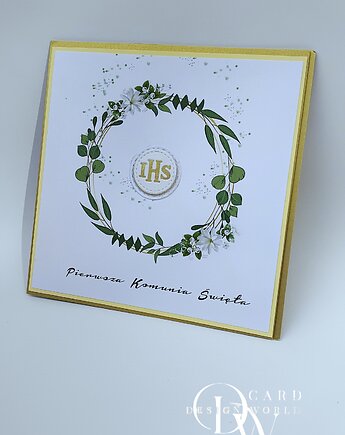 Kartka komunijna, pamiątka Komunii dla chłopca, dziewczynki, Card Design World