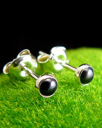 Kolczyki Sztyfty Drobinki - Czarna Perła Srebro 3, Kuźnia Nehesi
