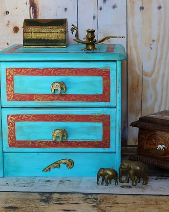Szafka orientalna, turkus, oryginalna gałki, boho, Monique Art
