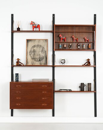 Regał tekowy PS System, duński design, lata 60,  Randers M, Przetwory design