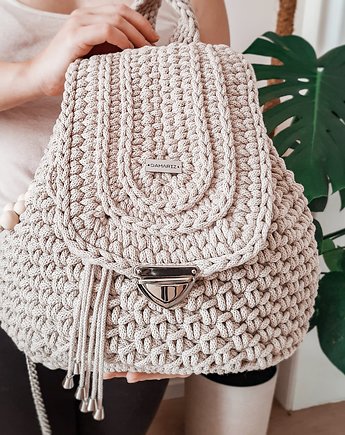 Plecak damski ze sznurka Troper - beżowy, Damariz