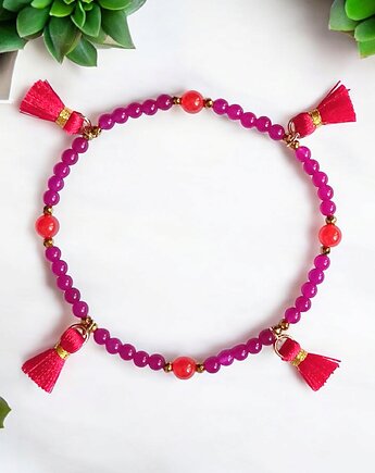 NA NOGĘ : summer energy : jadeit i chwosty : fuksja-pomarańcz-czerwień, kaktusia