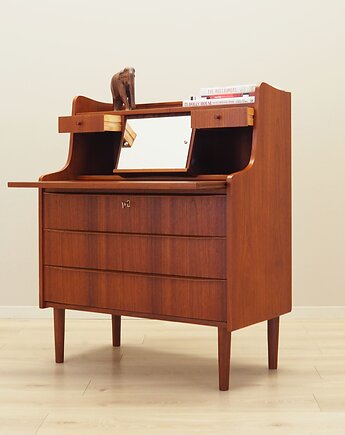 Sekretarzyk tekowy, duński design, lata 70, produkcja: Dania, Przetwory design