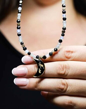 Naszyjnik luna obsydian z opalitem, Lovely Jewellery
