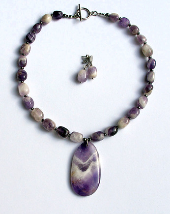 S A L E : unikatowy naszyjnik & kolczyki : AMETYST II, kaktusia