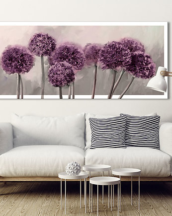 OBRAZ NA PŁÓTNIE - FIOLETOWE KWIATY 150x60cm, LUdesign gallery