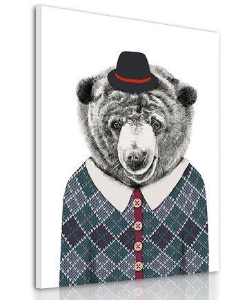 Obraz na płótnie Miś dżentelmen  60x80cm, NOWdeco