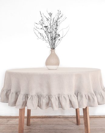 Obrus okrągły z falbanką NATURAL, so linen!