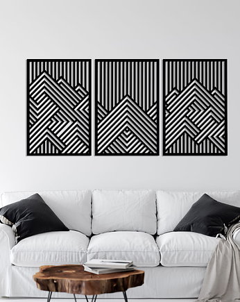 3D DEKORACYJNE PANELE GEOMETRYCZNE, NOWOCZESNA DEKORACJA ŚCIENNA, CZARNY, ORNAMENTI