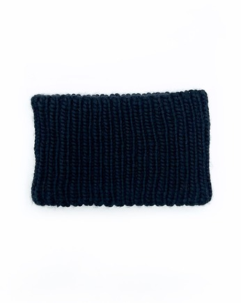 Bardzo ciepła czarna opaska merino na wiatr, Holy Alpaca Knit