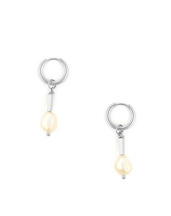 Kolczyki koła - Perła i Hematyt srebrne hematyty, Kulka Bransoletki