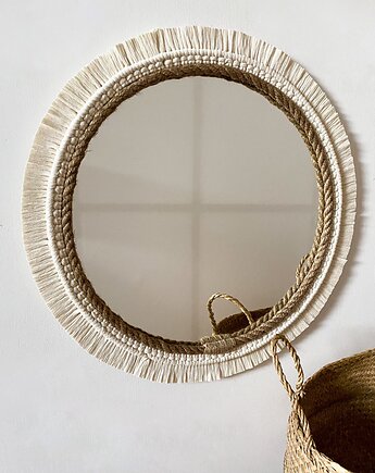 Lustro boho makrama/juta 45 cm. Lustro z liny jutowej marynistyczne, Zaplątana W Sznurki