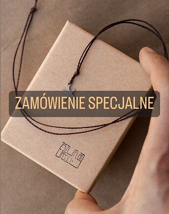 ZAMÓWIENIE SPECJALNE Owal w kolorze złota na czekoladowym rzemyku, Z SZUFLAD UMYSŁU