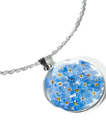 Delikatny naszyjnik z żywicy z niezapominajkami, So Jewelry
