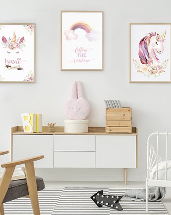 Jednorożce, Tęcza, plakaty dla dziewczynki, Wallie Studio Dekoracji