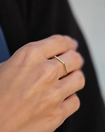 16k Gold Plated Hexagon Shape Ring, Le Boho Bleu