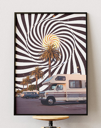 Plakat podróżniczy - Przystanek -  Kolaż do salonu, sypialni, gabinetu, DAPIDOKA