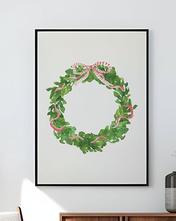 Plakat Swiąteczny Wianek na ścianę A3 Minimalistyczny bożonarodzeniowy, Kalibri Arts