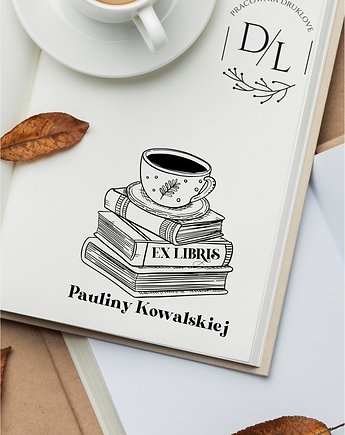 Stempel Ex Libris Exlibris personalizowany Mała Czarna Kawa, DrukLove