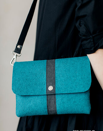 Marmollada - filcowa listonoszka TURKUSOWA + czarny, marmollada