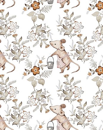 Tapeta ścienna Spring Garden Mice on White 53cmx10m PZ, Bajkowe Wnetrza