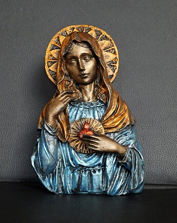 Rzeźba Matki Boskiej niebiesko-czerwona wys. 15,5 cm, JBJart Justyna Jaszke