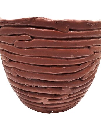 Doniczka Ceramiczna Ręcznie Robiona Brązowa 23x19 cm, Sklep Angelos