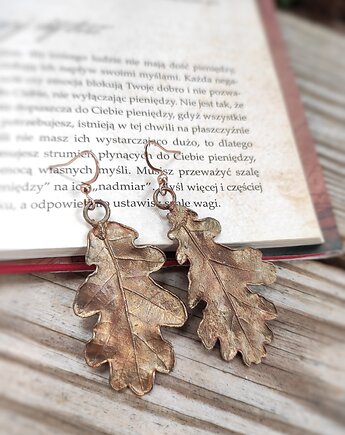 Liście dębu VI kolczyki miedziane, Treemasters Copper Jewelry