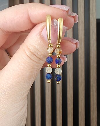 Kolczyki wiszące lapis lazuli i cytryn, NESSING handmade