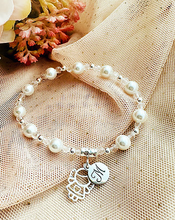 Bransoletka z inicjałem Różaniec KOMUNIA aniołek, Anemon Atelier