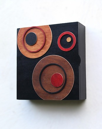 Szafka na klucze -  geometryczny ornament - drewniany organizer na klucze, Clock Wood Studio