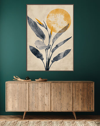 Strelizia - Plakat, druk - Chiński Orient, Harmonia Zen, Roślinny #23, Black Sapphire Art