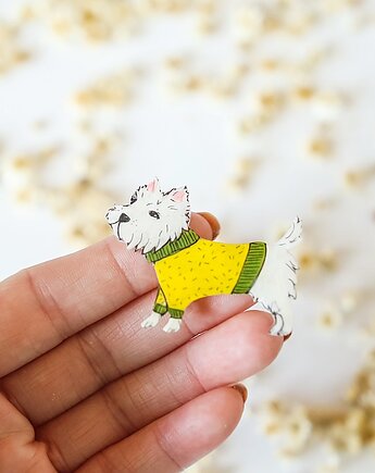 Przypinka z psem Fafikiem, Pintura