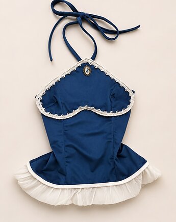 Top z dekoltem halter z medalionem, w stylu francuskim, Nadine Armoire