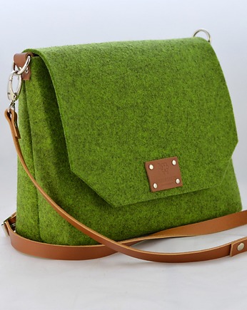 Listonoszka ze skórzanym paskiem - zielona, Green Sheep