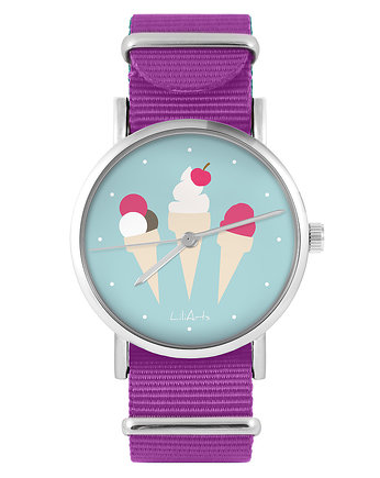 Zegarek - Lody - amarant, nylonowy, yenoo