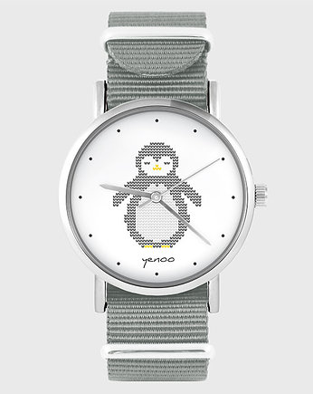 Zegarek - Pingwin dziergany - szary, nato, yenoo