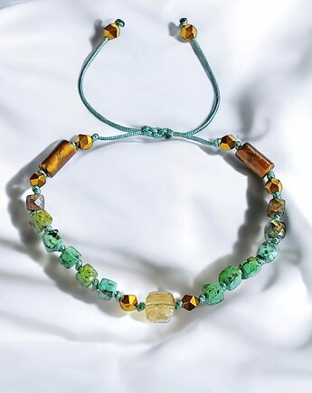 SUKCES - amulet - turkus, cytryn, tygrysie oko, hematyt, kaktusia