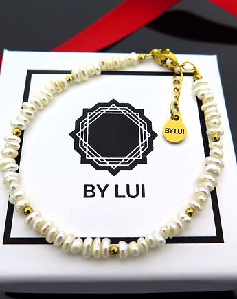 Biała Bransoletka Perły Naturalne & Hematyty MALIBU PEARLS, BY LUI Biżuteria i Dodatki