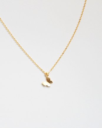 24k Gold Plated Matt Butterfly Necklace, Le Boho Bleu