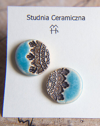 Kolczyki ceramiczne  z mandalą 14mm, studnia ceramiczna