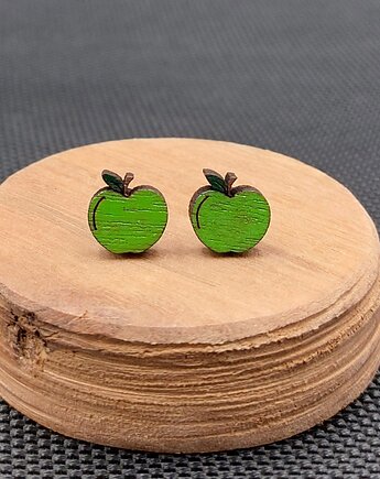 Kolczyki drewniane JABŁKA, SIAMIL ART