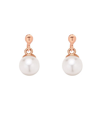Kolczyki z różowego złota z białą perłą SWAROVSKI CRYSTAL, SOTHO