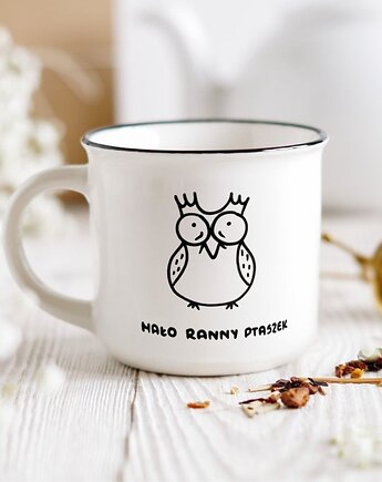 Kubek z sową, dla śpiocha, ręcznie malowany, nocny marek, Pracownia Faramuszka
