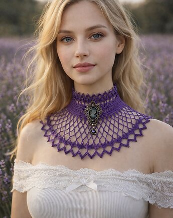 Naszyjnik lawendowe marzenie retro, Księżycowa ćma